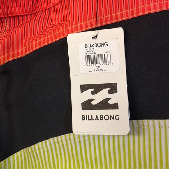 Billabong Platinum X Boardshorts Swim Trunks M135DPUX Red Orange Green Black 30 - Picture 2 of 4